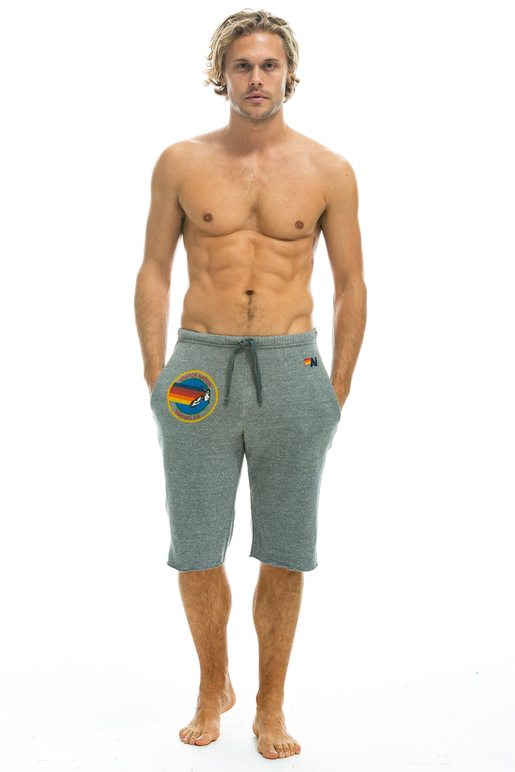 AVIATOR NATION VENICE SWEATSHORTS - HEATHER GREY