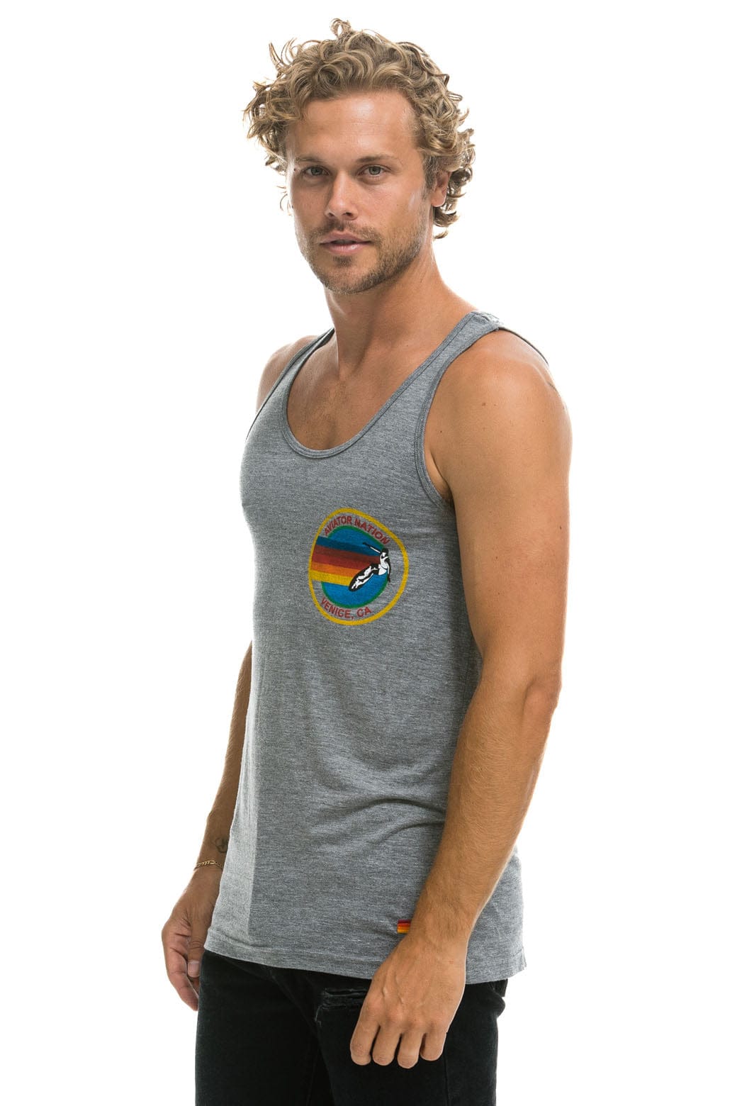 MENS AVIATOR NATION VENICE TANK - HEATHER GREY
