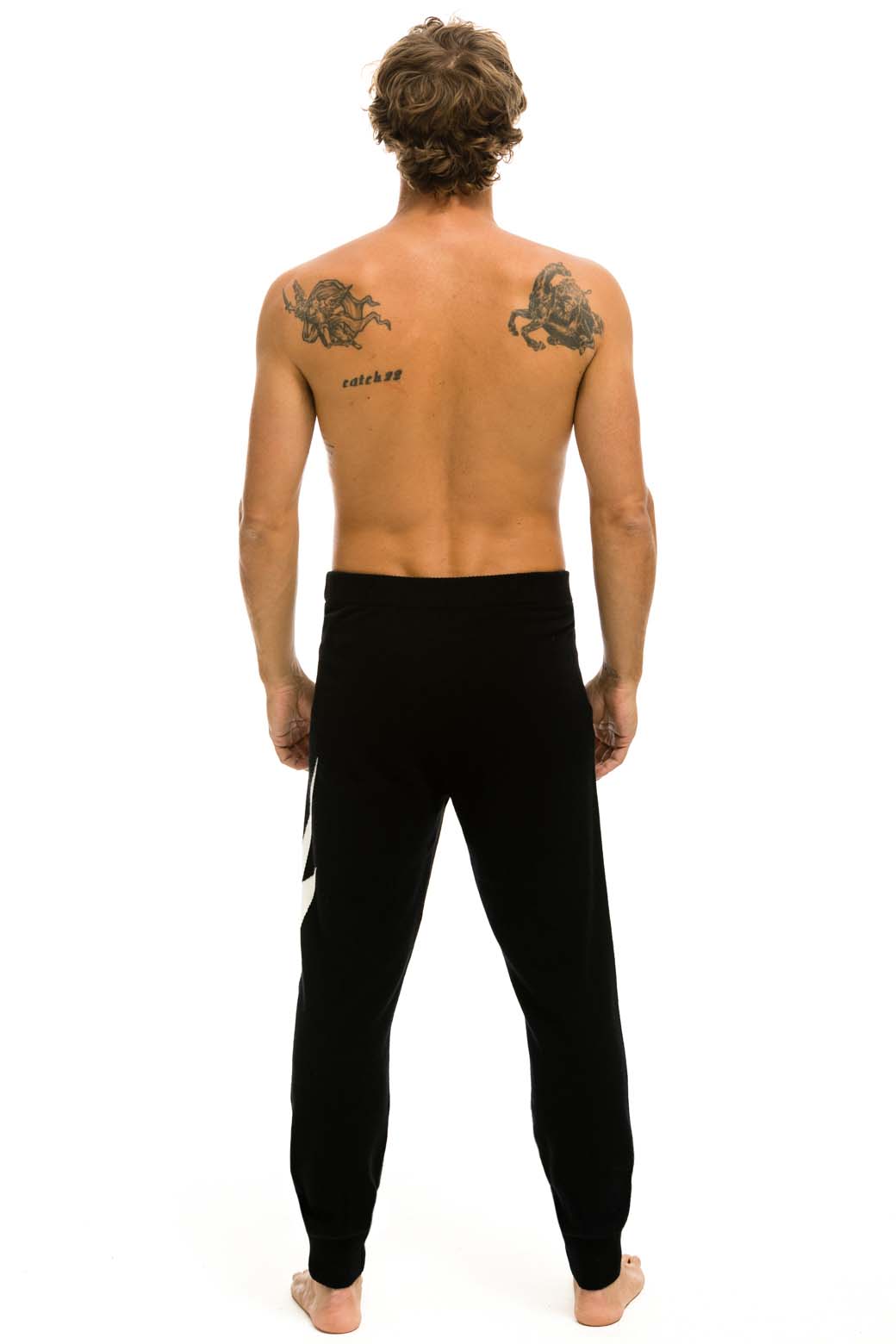 MENS BOLT CASHMERE LIGHT SWEATER PANT - BLACK WHITE BOLT