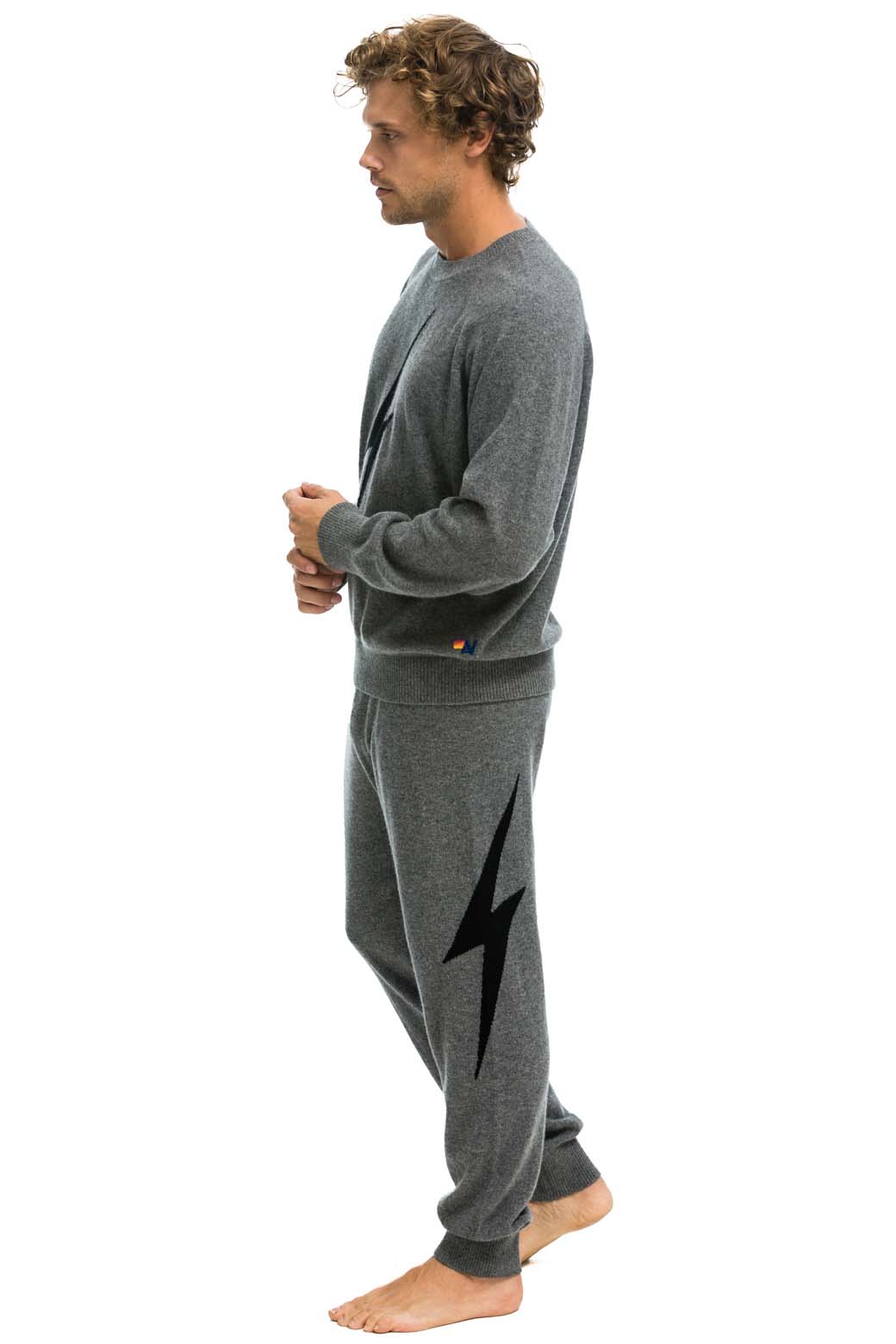 MENS BOLT CASHMERE LIGHT SWEATER PANT - DEEP HEATHER BLACK BOLT