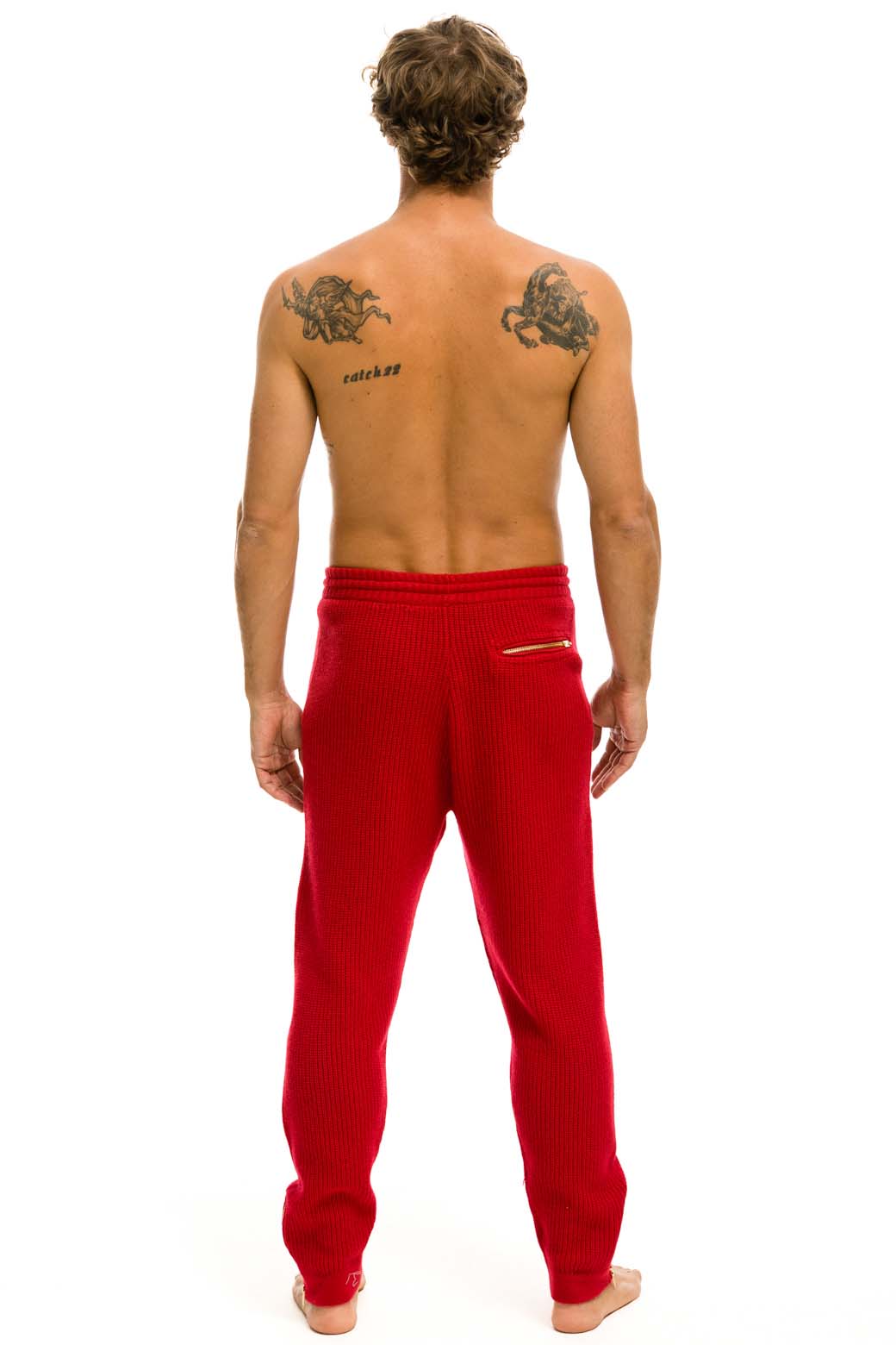 MENS VINTAGE CABIN CASHMERE SWEATER PANT - CHERRY