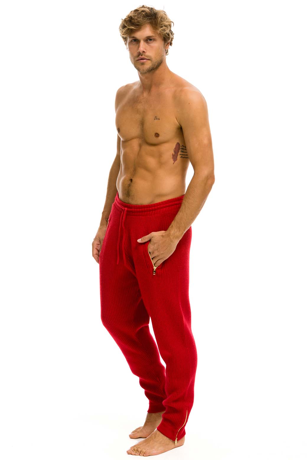 MENS VINTAGE CABIN CASHMERE SWEATER PANT - CHERRY