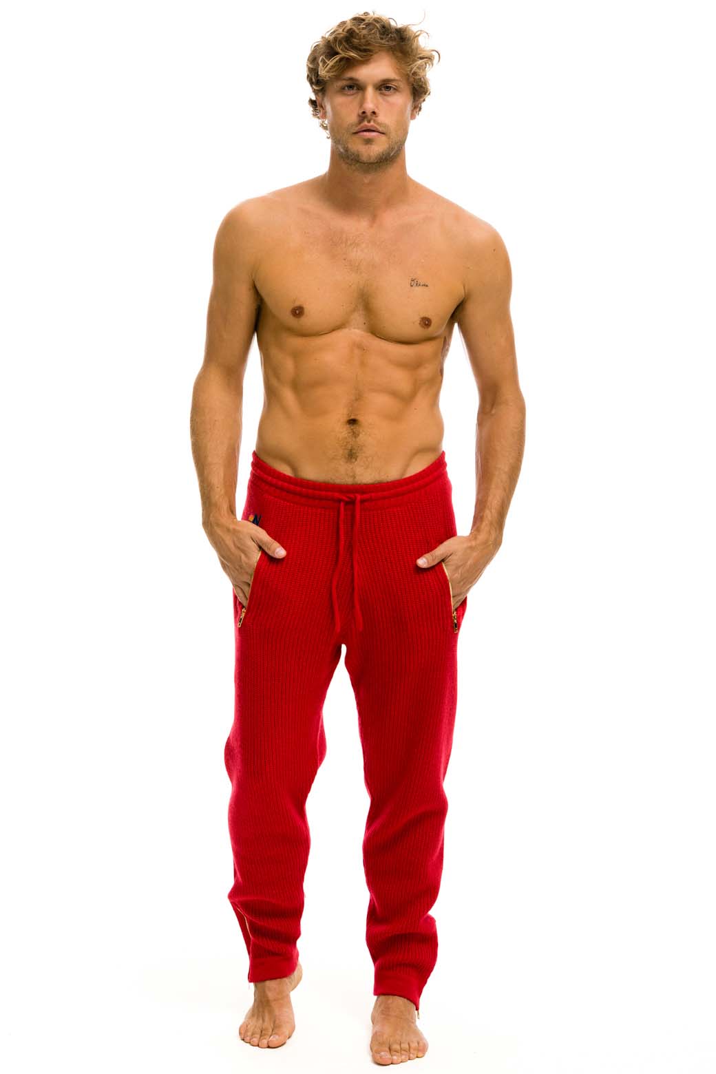MENS VINTAGE CABIN CASHMERE SWEATER PANT - CHERRY