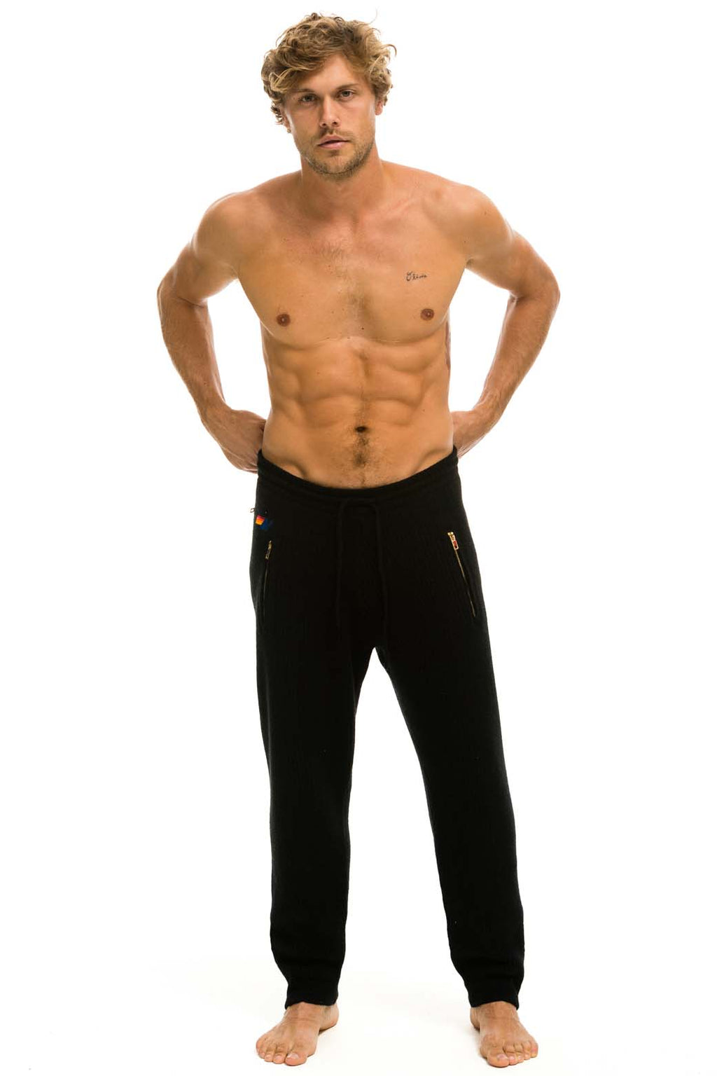 MENS VINTAGE CABIN CASHMERE SWEATER PANT - BLACK