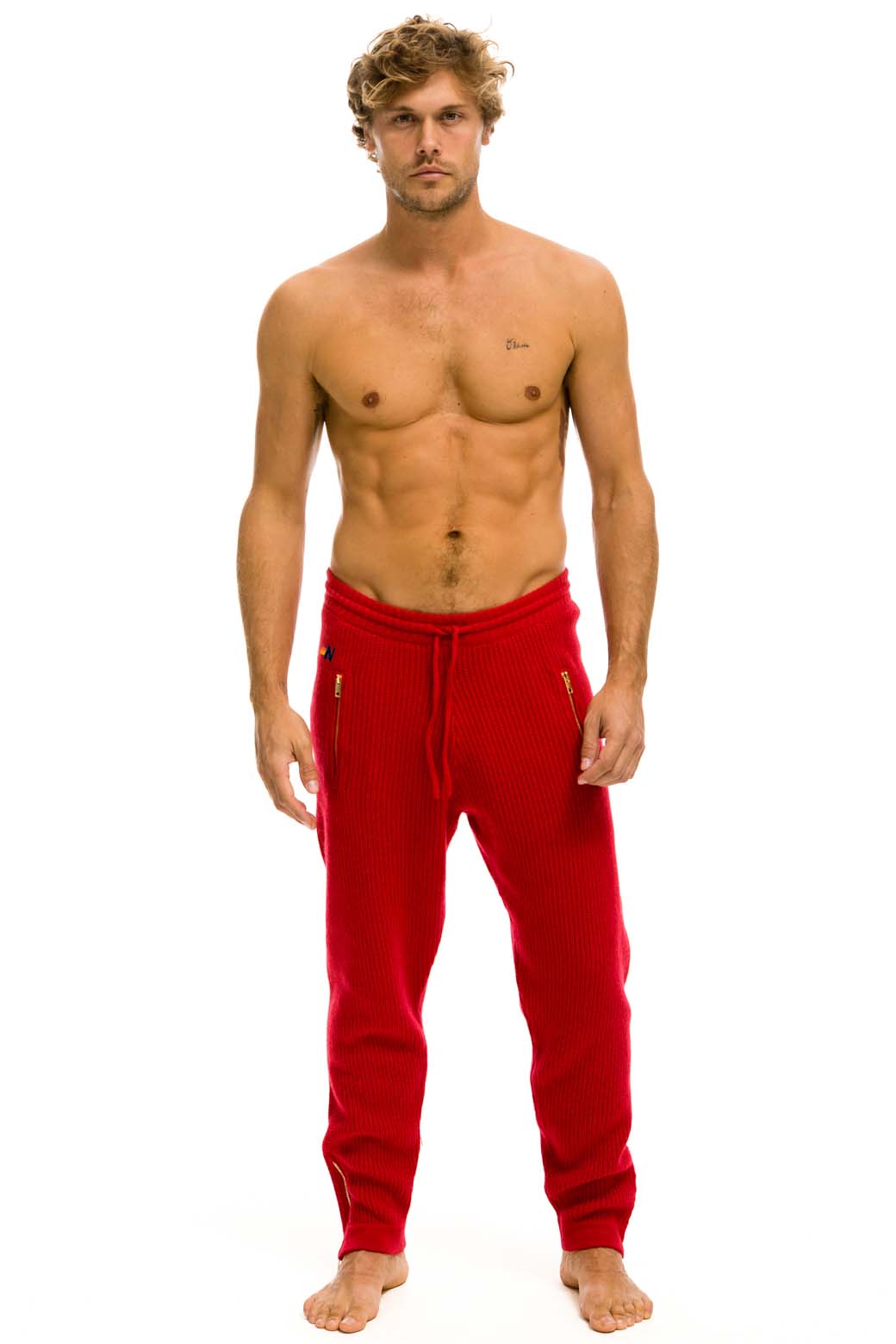 MENS VINTAGE CABIN CASHMERE SWEATER PANT - CHERRY