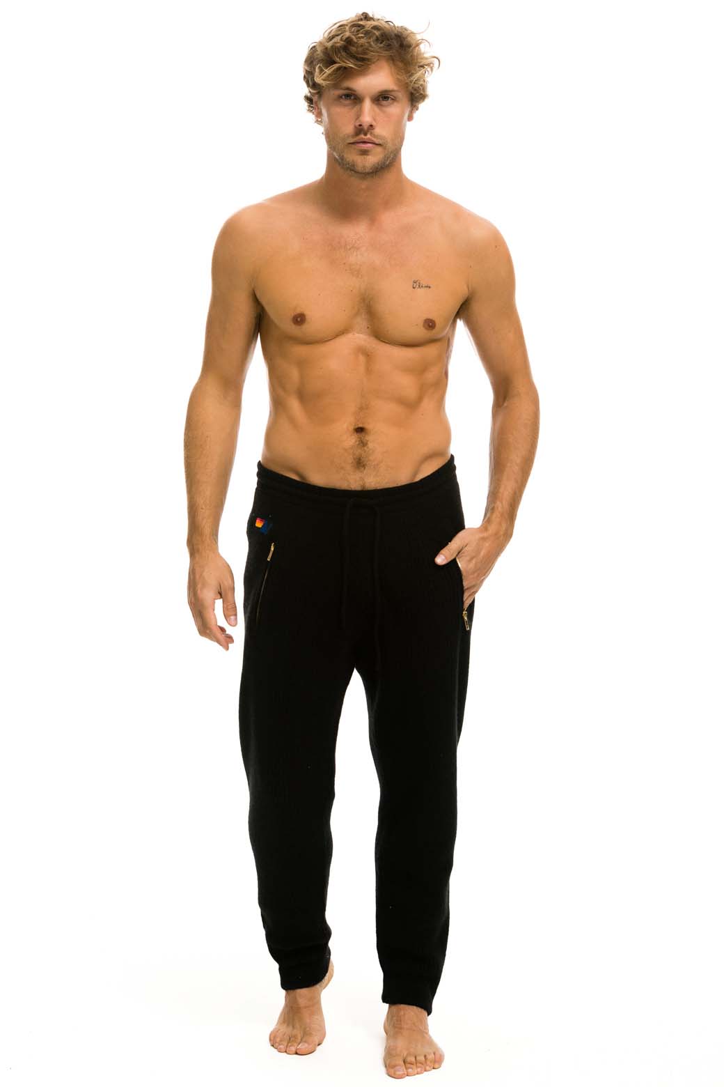 MENS VINTAGE CABIN CASHMERE SWEATER PANT - BLACK