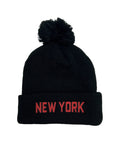 NEW YORK POM POM BEANIE - BLACK