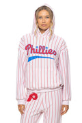 PHILADELPHIA PHILLIES PINSTRIPE 2026 RELAXED PULLOVER HOODIE - WHITE RED