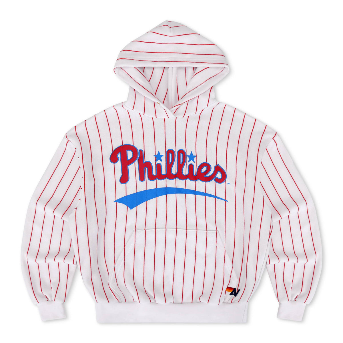 PHILADELPHIA PHILLIES PINSTRIPE 2026 RELAXED PULLOVER HOODIE - WHITE RED