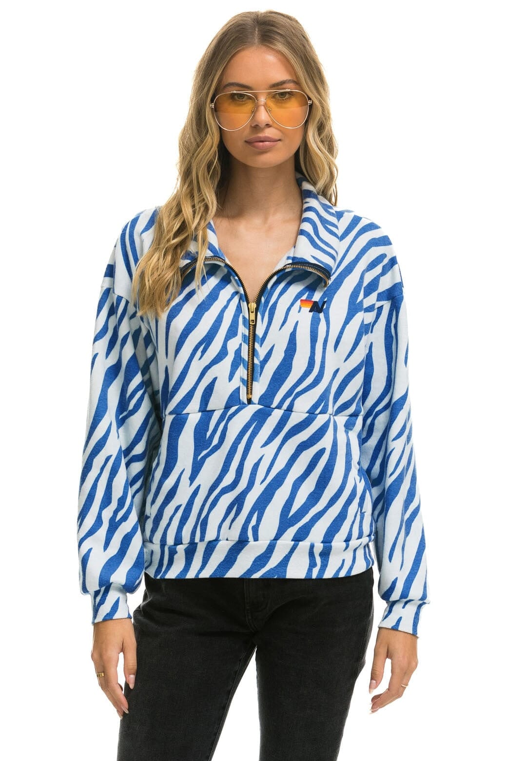 TIGER FLEECE UNISEX HALF ZIP JACKET - BLUE TIGER