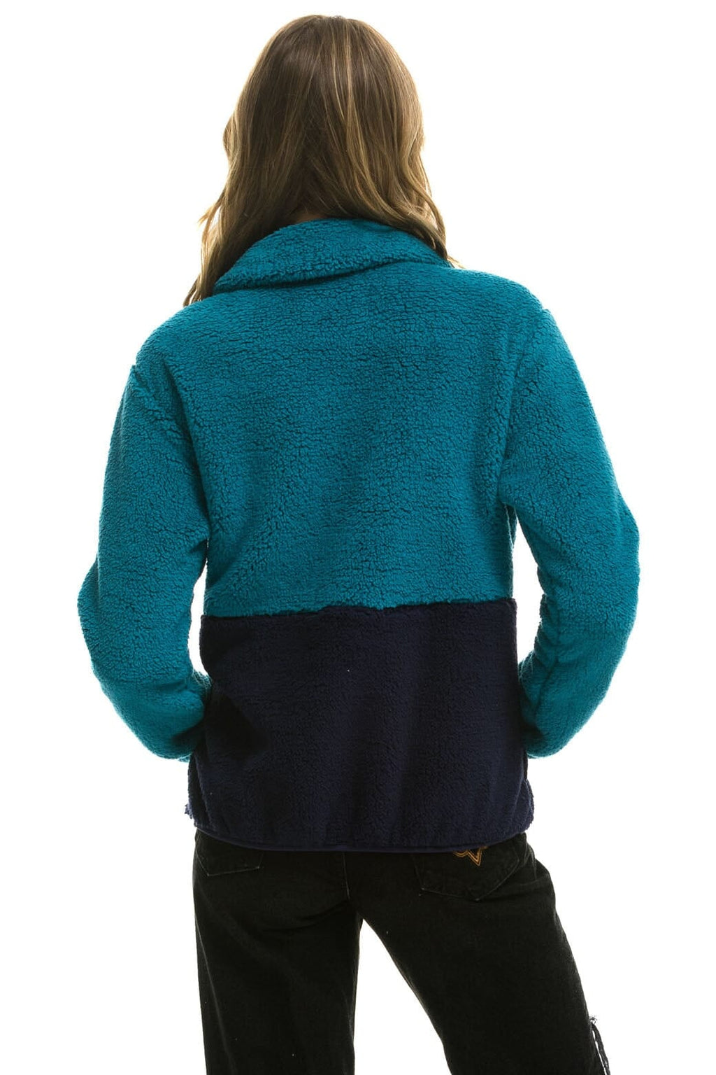 TEDDY UNISEX HALF ZIP COLOR BLOCK JACKET - CAPRI