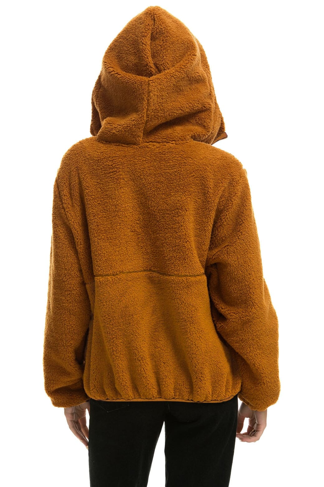 TEDDY UNISEX HOODED HALF ZIP JACKET - WHISKEY