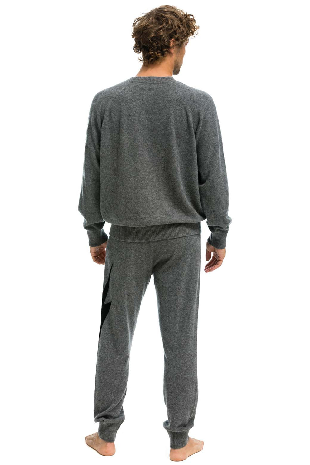 UNISEX BOLT CASHMERE LIGHT SWEATER - DEEP HEATHER BLACK BOLT
