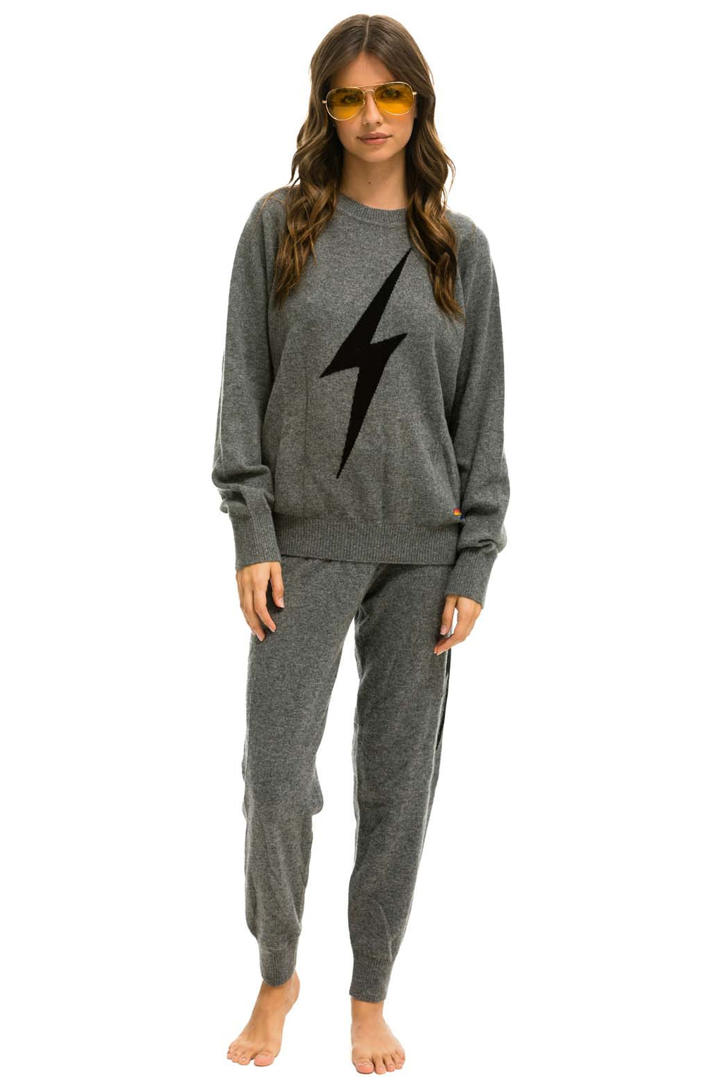 UNISEX BOLT CASHMERE LIGHT SWEATER - DEEP HEATHER BLACK BOLT
