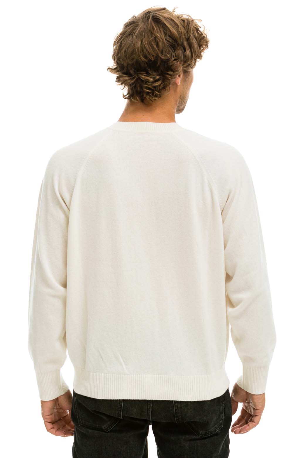 UNISEX BOLT CASHMERE LIGHT SWEATER - VINTAGE WHITE BLACK BOLT