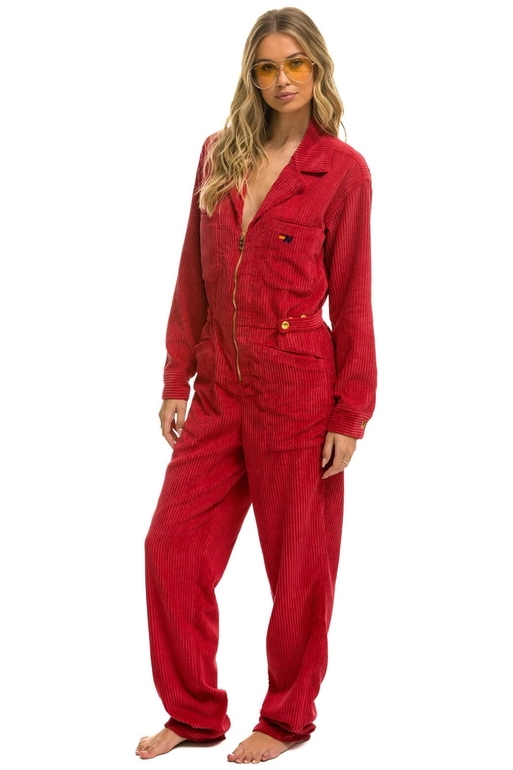 UNISEX CORDUROY FLIGHT SUIT - CHERRY