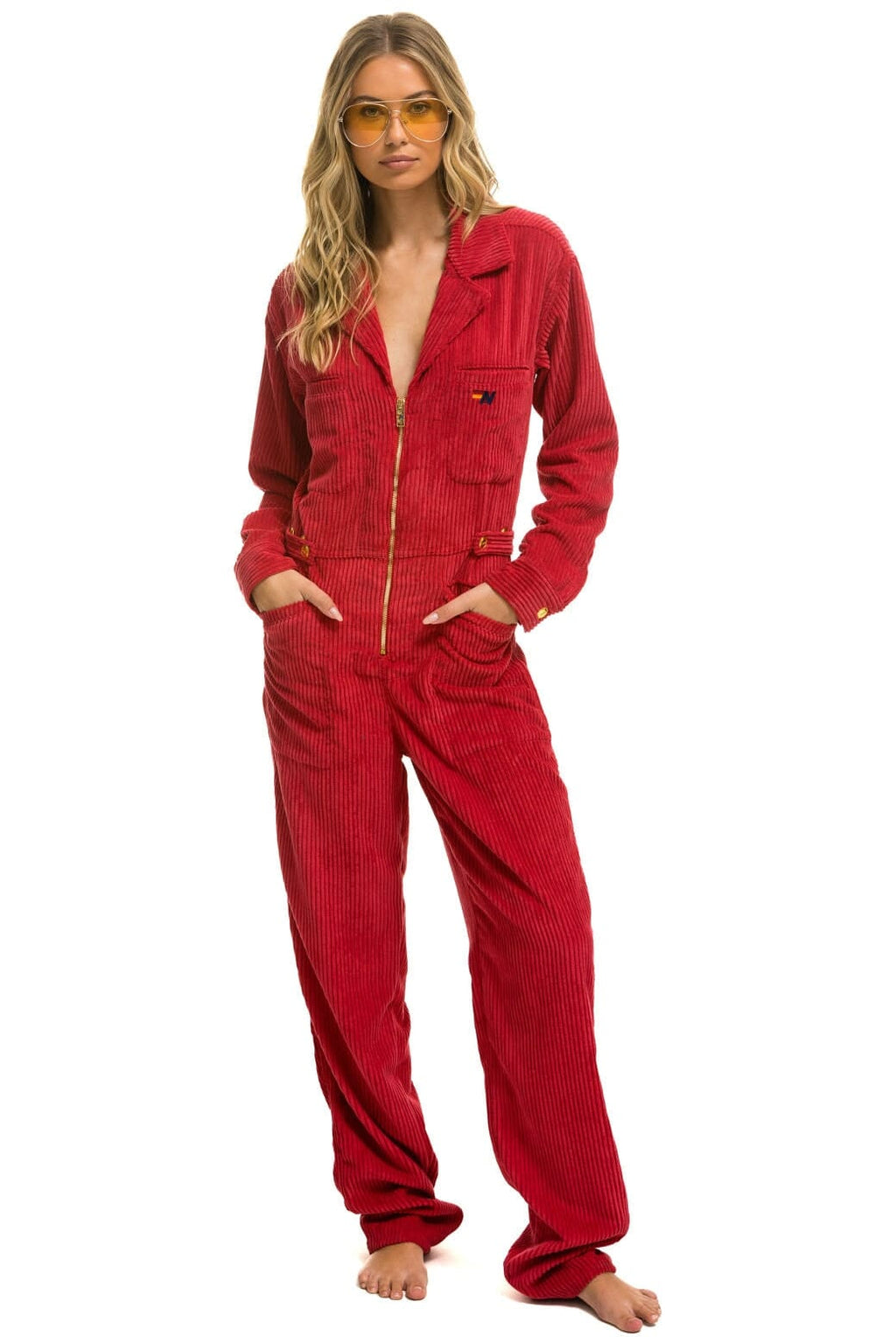 UNISEX CORDUROY FLIGHT SUIT - CHERRY