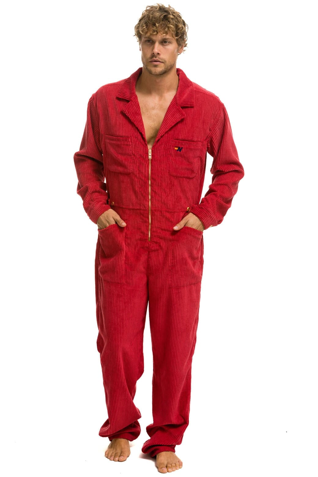 UNISEX CORDUROY FLIGHT SUIT - CHERRY