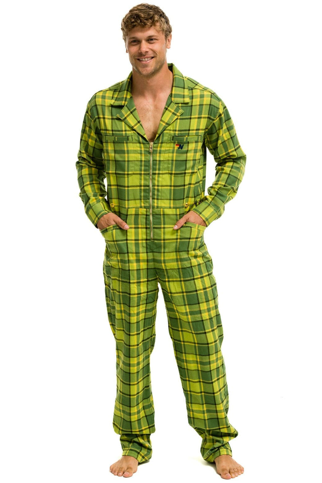UNISEX PLAID FLIGHT SUIT - AVOCADO PLAID