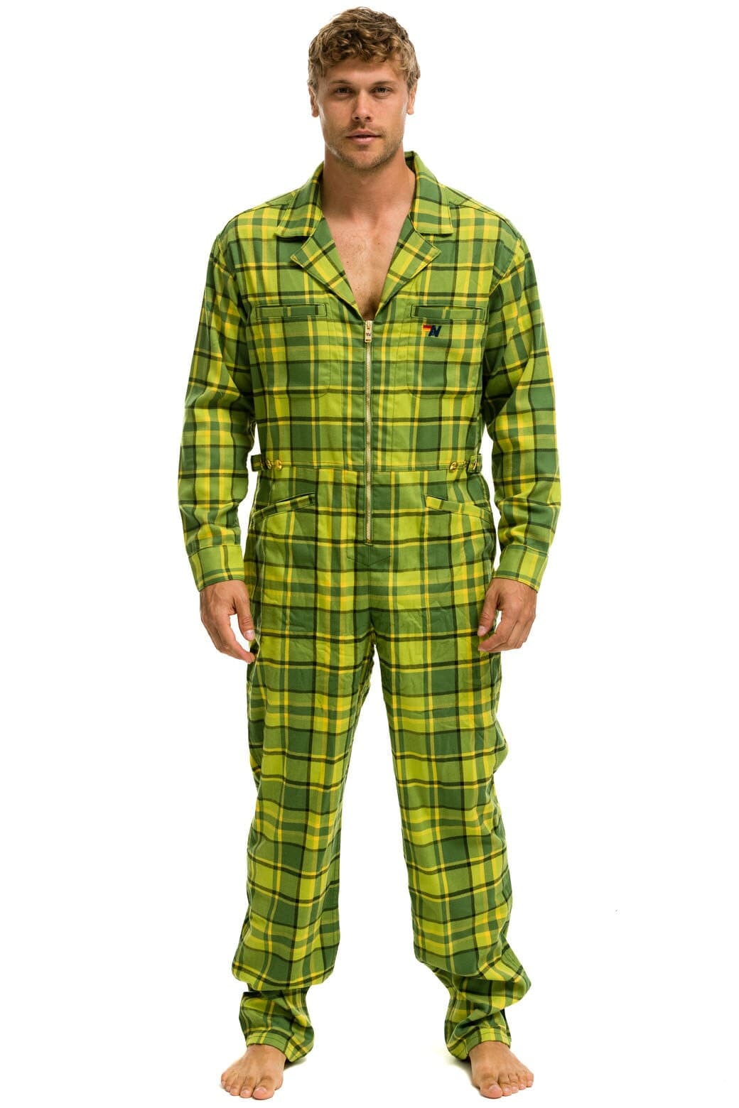 UNISEX PLAID FLIGHT SUIT - AVOCADO PLAID
