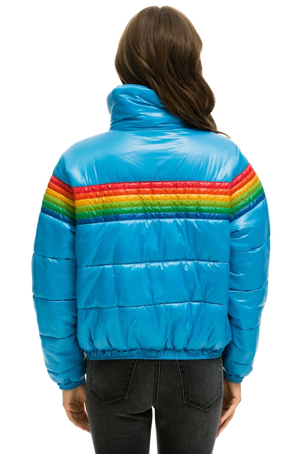 6 STRIPE LUXE APRES PUFFER JACKET - GLOSSY OCEAN
