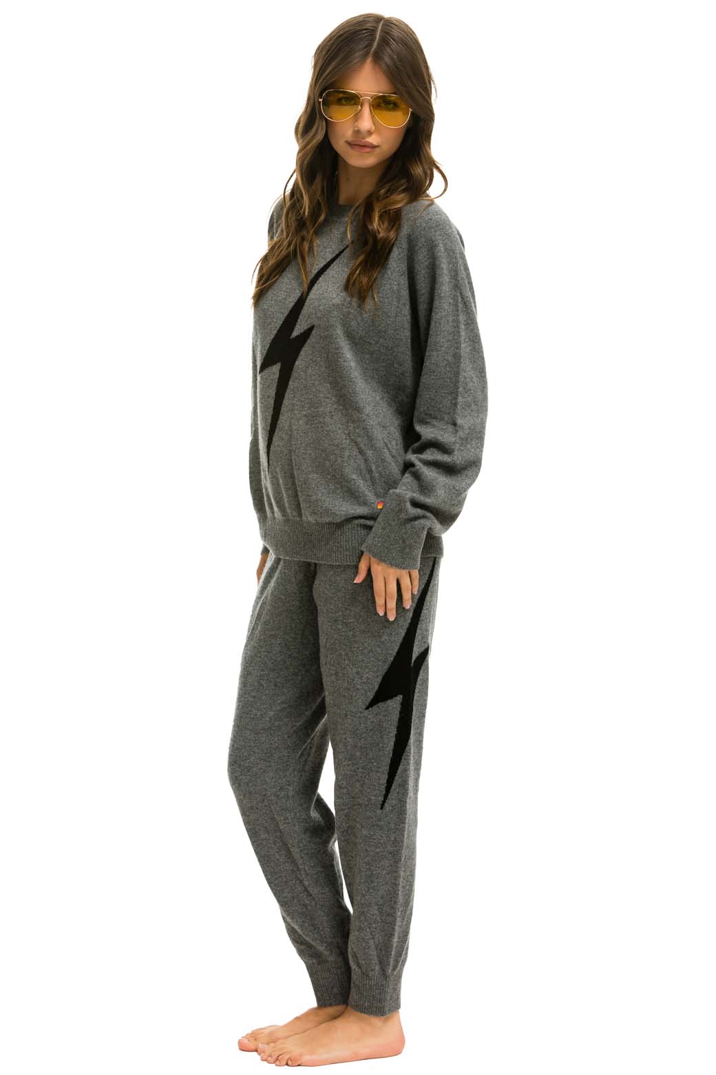 BOLT CASHMERE LIGHT SWEATER PANT - DEEP HEATHER BLACK BOLT