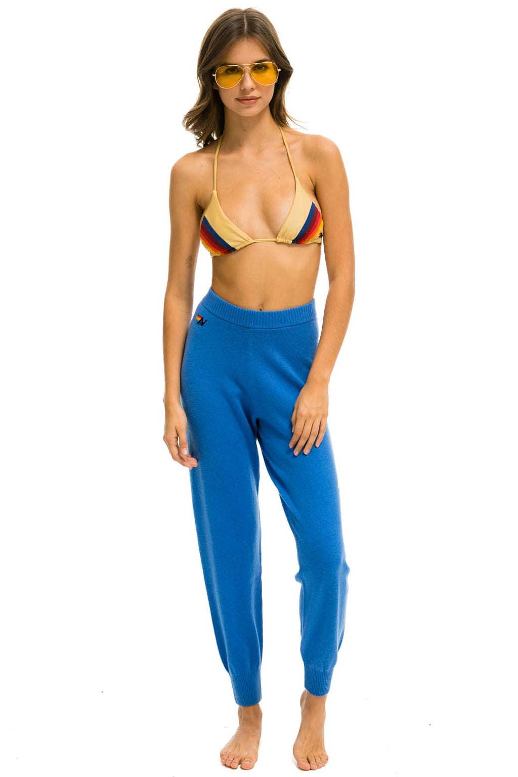 BOLT CASHMERE LIGHT SWEATER PANT - VINTAGE BLUE GOLD BOLT