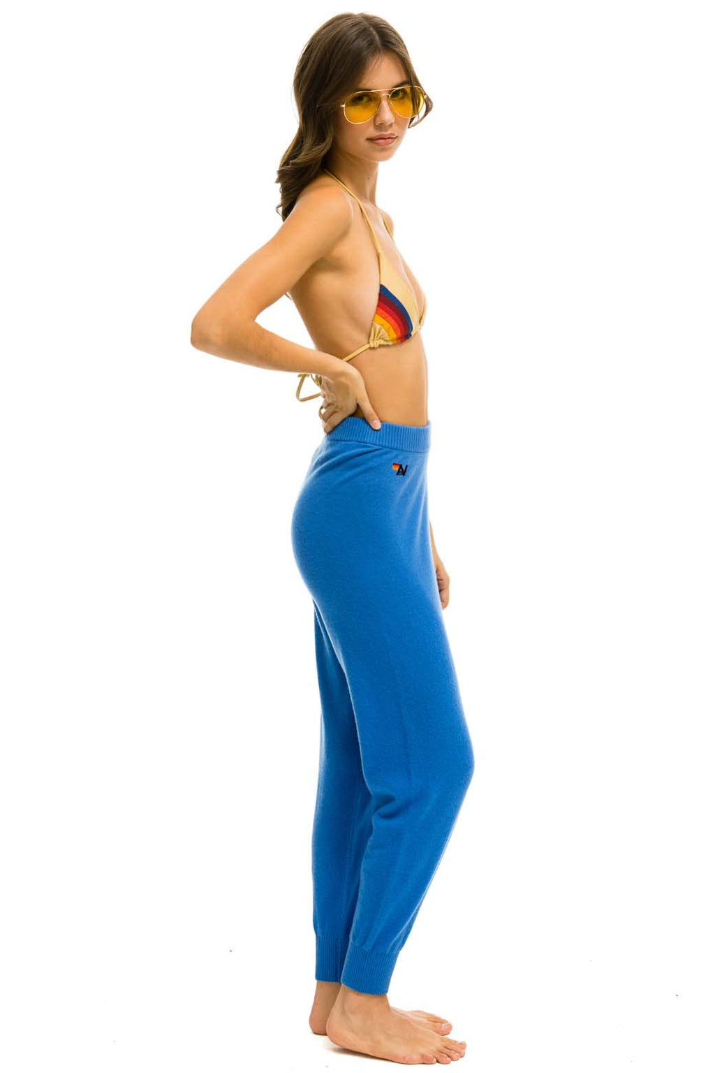 BOLT CASHMERE LIGHT SWEATER PANT - VINTAGE BLUE GOLD BOLT