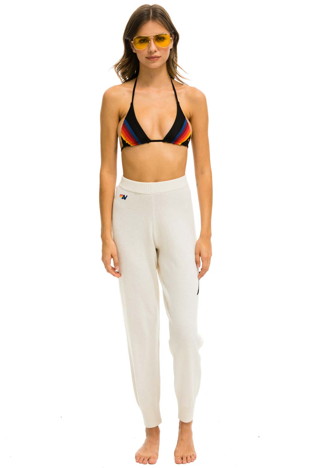 BOLT CASHMERE LIGHT SWEATER PANT - VINTAGE WHITE BLACK BOLT
