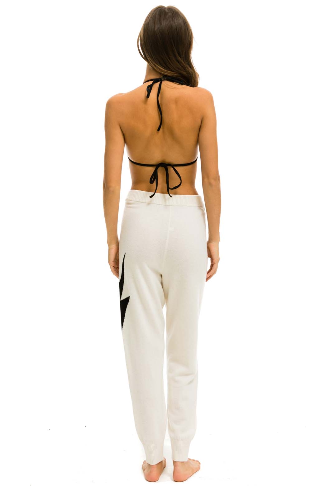BOLT CASHMERE LIGHT SWEATER PANT - VINTAGE WHITE BLACK BOLT
