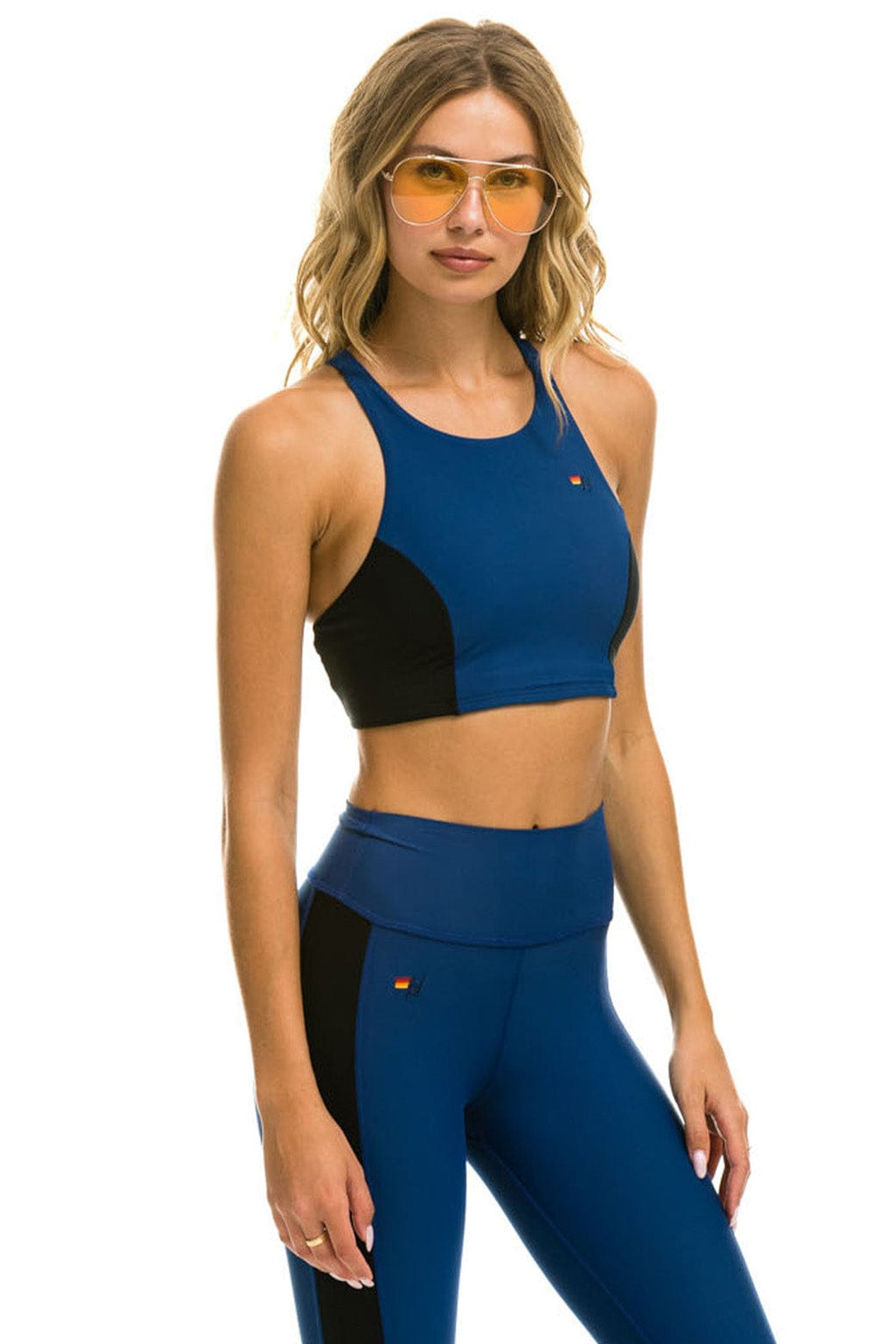 COLOR BLOCK RACER SPORTS BRA - ROYAL
