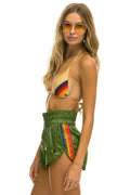 HIGH RISE 5 STRIPE NYLON JOGGER SHORT - GARDEN GREEN
