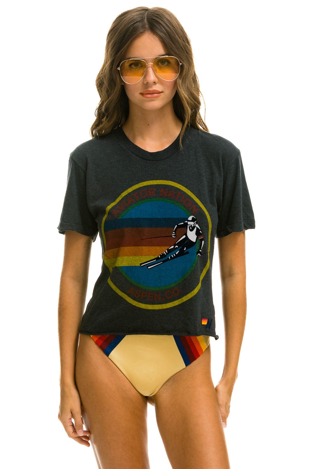 SIGNATURE ASPEN BOYFRIEND TEE - CHARCOAL
