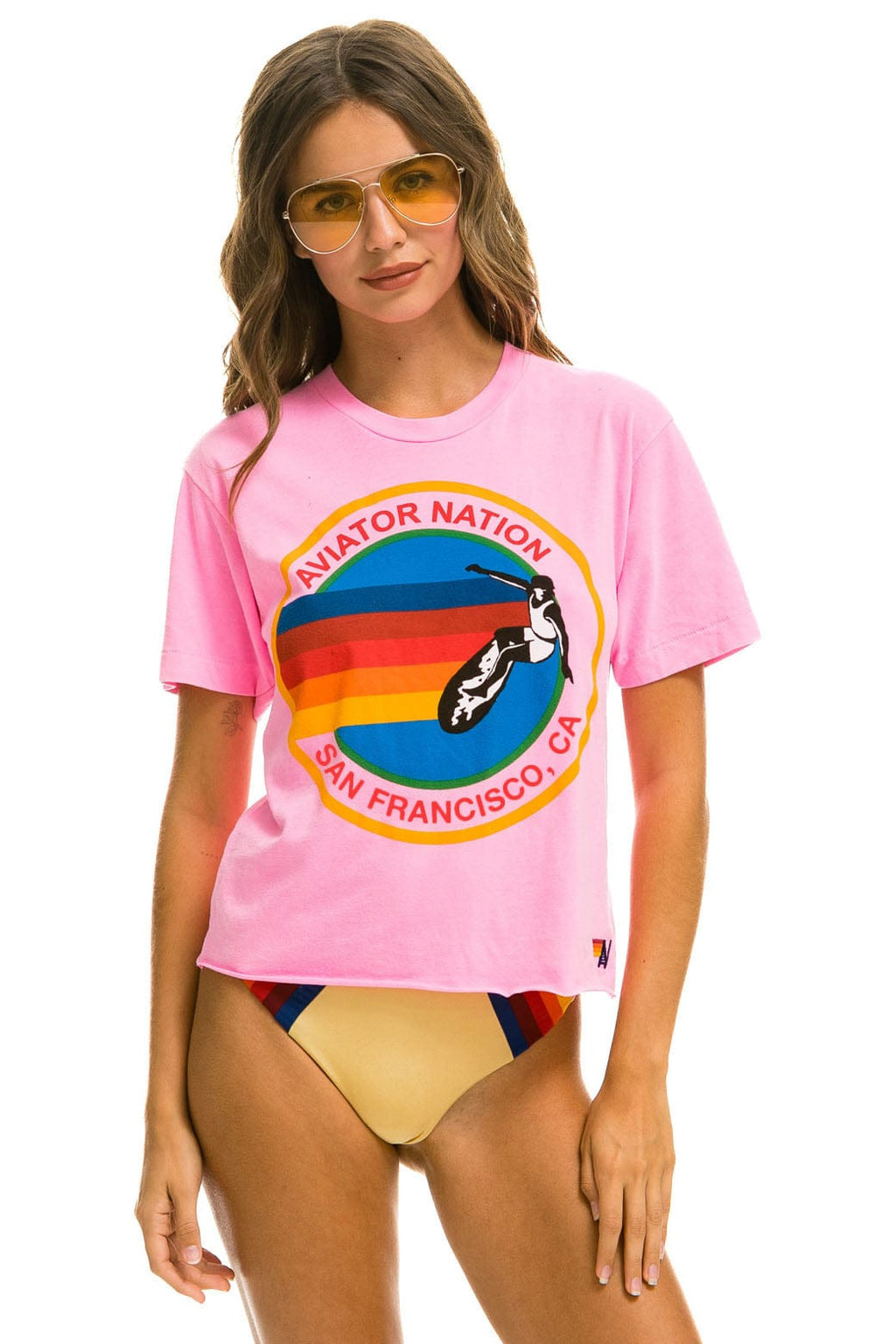 SIGNATURE SAN FRANCISCO BOYFRIEND TEE - NEON PINK